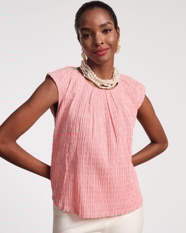 Bailey Top - Seersucker Stripe Pink