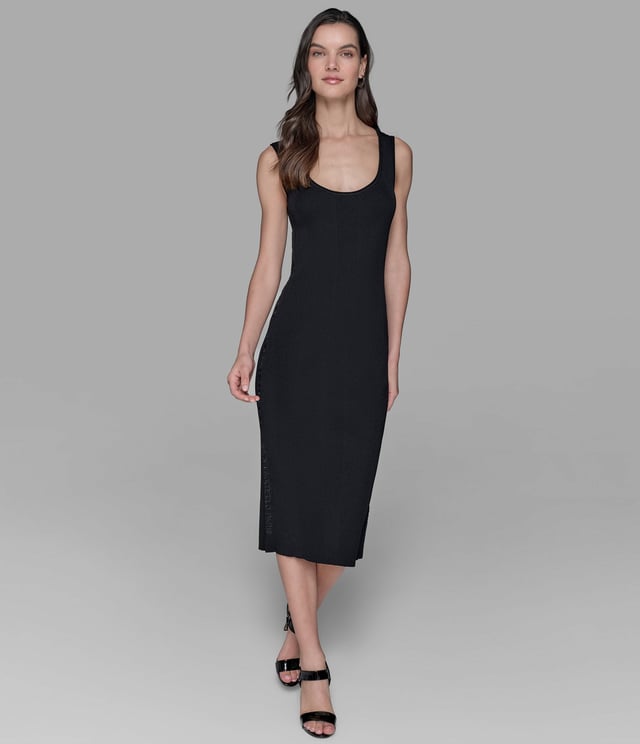 SLEEVELESS TONAL LOGO MIDI SWEATER DRESS
