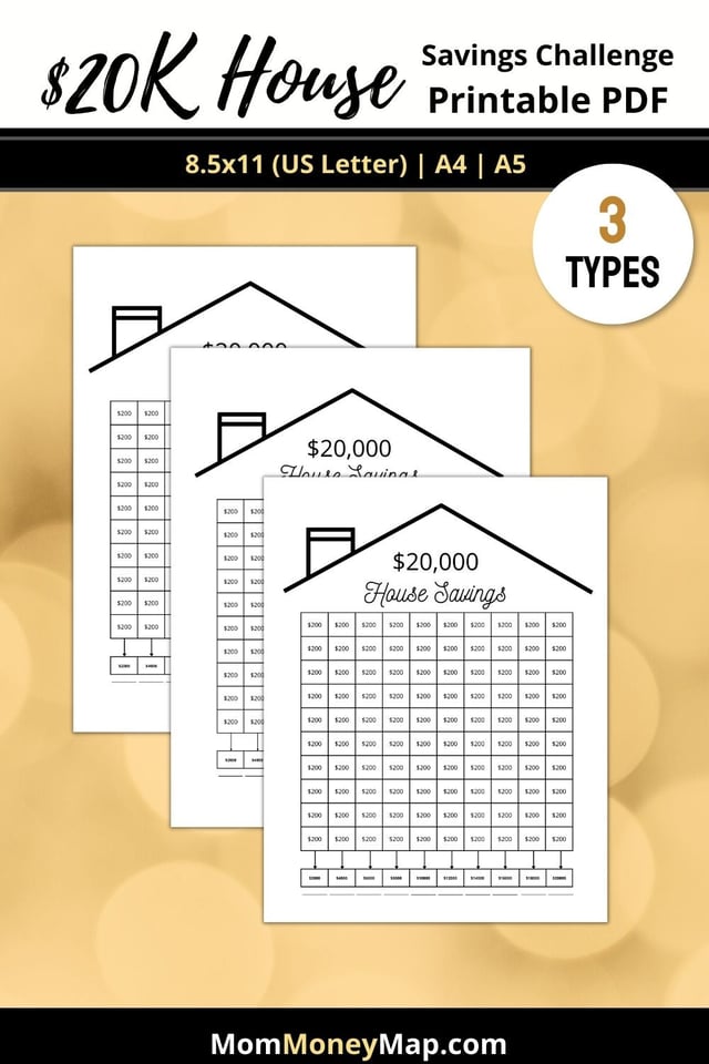 House Deposit Savings Challenge Printable PDF