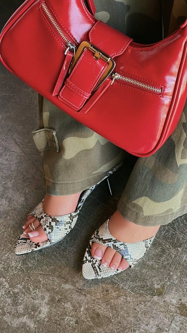Myra Mid Heel Mules - Snake