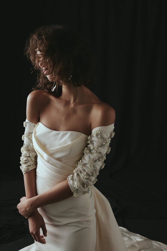 MS752 - Hand Beaded Cocoon - Ivory