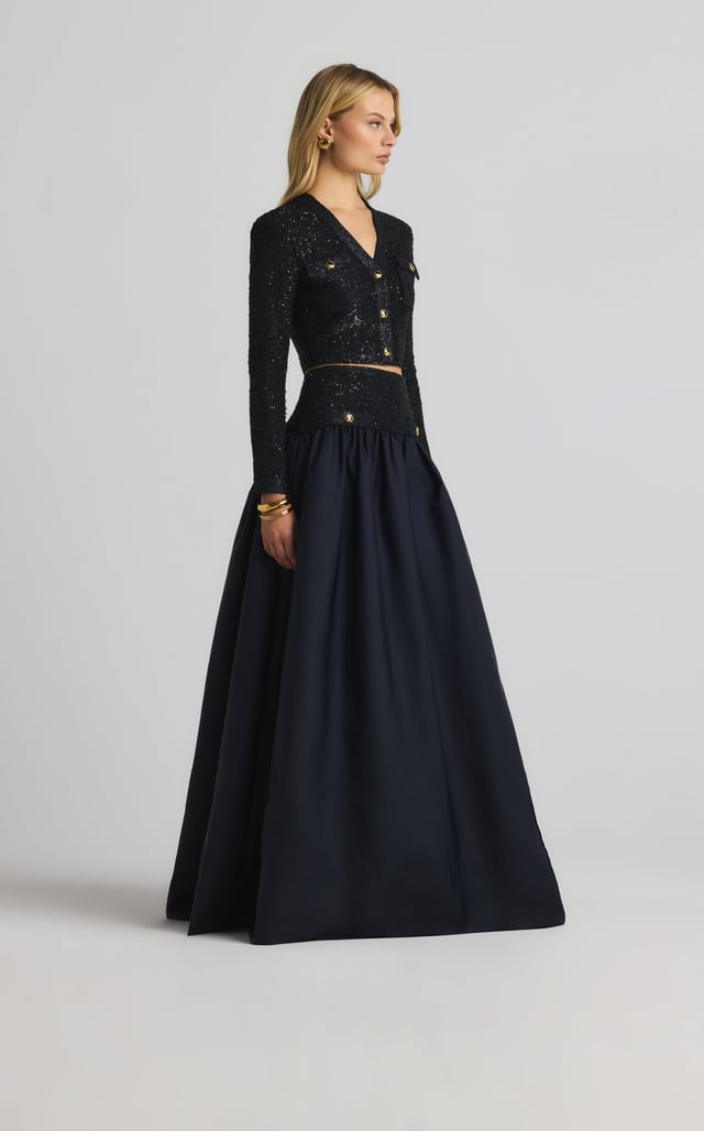 Taffeta Sequin Ball Gown Skirt