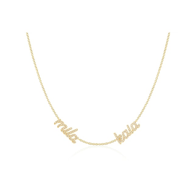Double Diamond Script Name Necklace