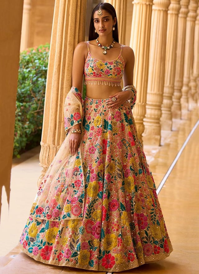 Posh Faux Georgette Embroidered Umbrella Lehenga Party Wear
