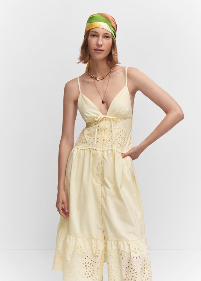 Openwork detail shirt dress - Women | MANGO OUTLET USA