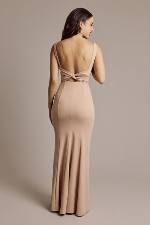 Crepe Tank Mermaid Dress with Back Knot