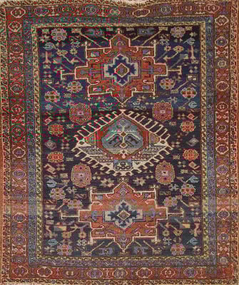 Antique Vegetable Dye Heriz Serapi Persian Accent Rug 4x5