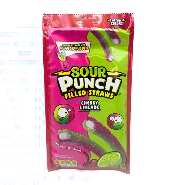 Sour Punch Cherry Limeade Filled Straws - 5oz