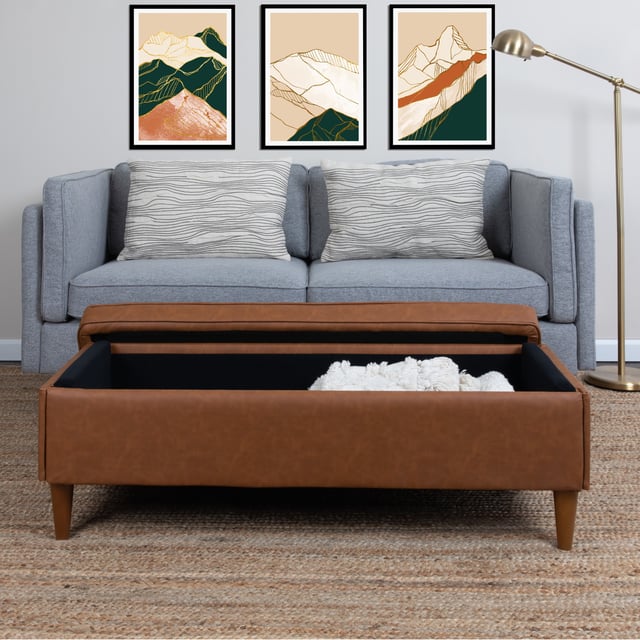 Atley Upholstered Bench with Storage and Solid Wood Legs