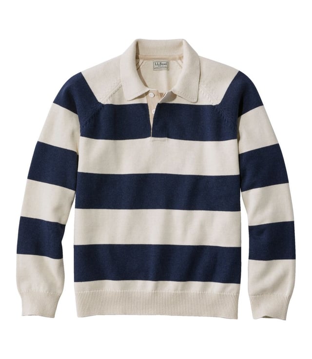 Men's Wicked Soft Cotton/Cashmere Sweater, Rugby Polo, Stripe | Sweaters at L.L.Bean