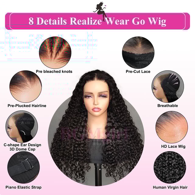 Recommend                                 Reddish Brown Water Wave Wear Go Wig 6x4 Lace Closure 180% Density Color Glueless Wig | BGMgirl Hair
