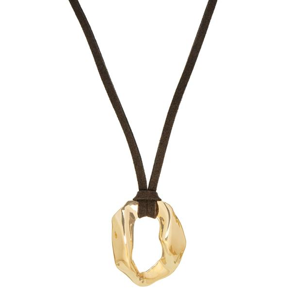 Suede Necklace With Organic Circle