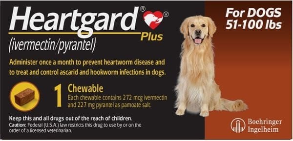 Rx Heartgard Plus (ivermectin/pyrantel) Chewable for Dogs, 1 Month
