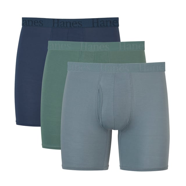 Hanes Originals Men's SuperSoft Boxer Brief Underwear, Viscose from Bamboo, Assorted, 3-Pack