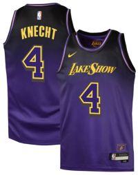 Nike Youth 2024-25 City Edition Los Angeles Lakers Dalton Knecht #4 Purple Replica Jersey