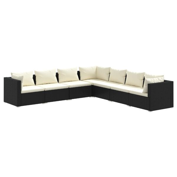 vidaXL Garden Lounge Set Black, Cream