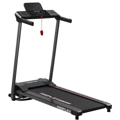 PROFLEX Electric Treadmill Compact Foldable with Bluetooth Speakers, Digital Device Stand - Black & Grey