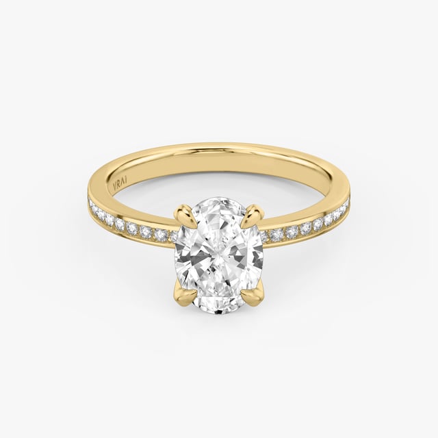 The Devotion Diamond Oval Engagement Ring | Pavé Band | Yellow Gold