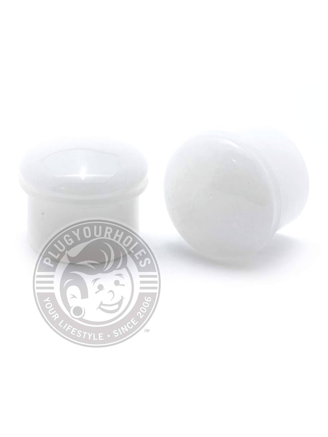 White Jade Single Flared Stone Plugs