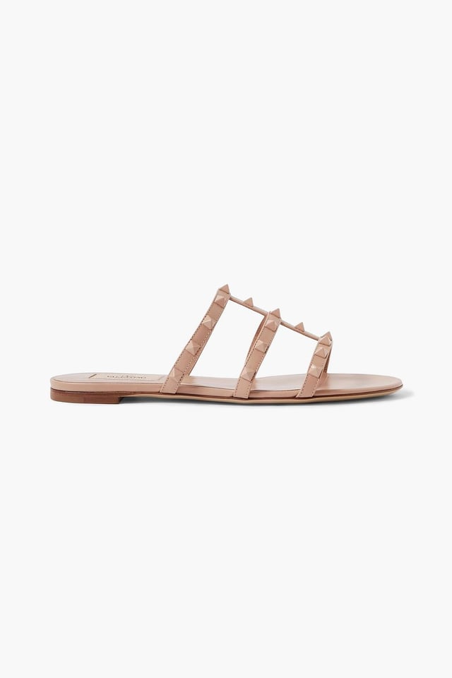 Rockstud leather sandals - blush - One Size