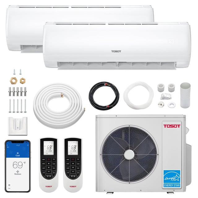36,000 BTU Dual Zone Mini Split Air Conditioner - Heat Pump