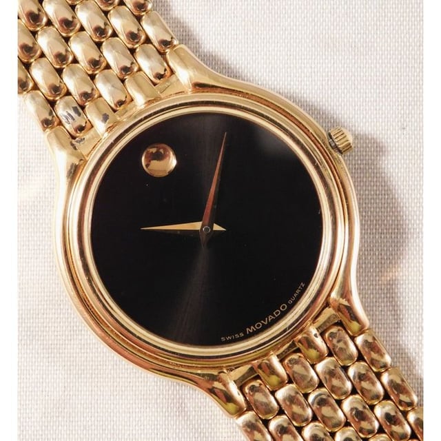 Movado Museum 87.33.866 Black Dial Quartz Gold Plated Mens Watch,,,,32mm on eBid Australia | 219071060