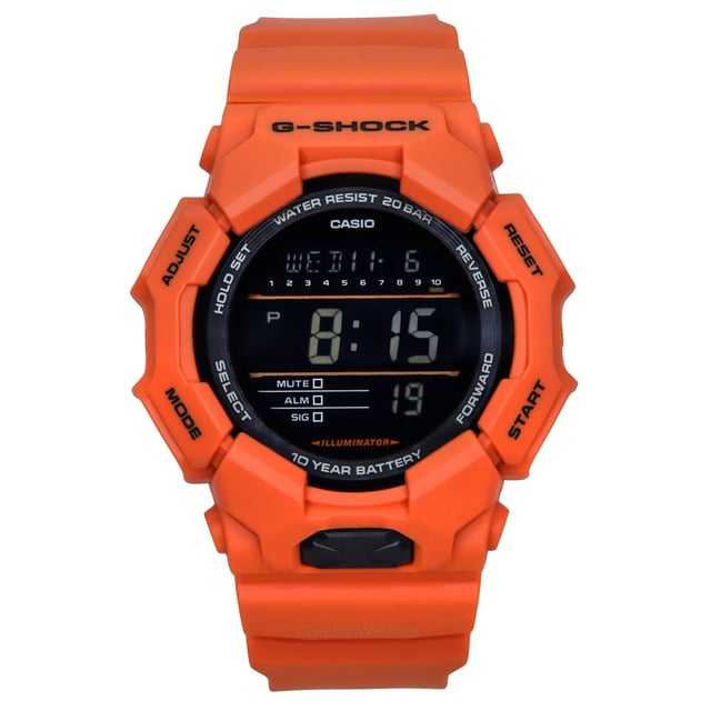 Casio G-Shock Digital Bio-Based Orange Resin Strap Black Dial Quartz GD-010-4 200M Men's Watch