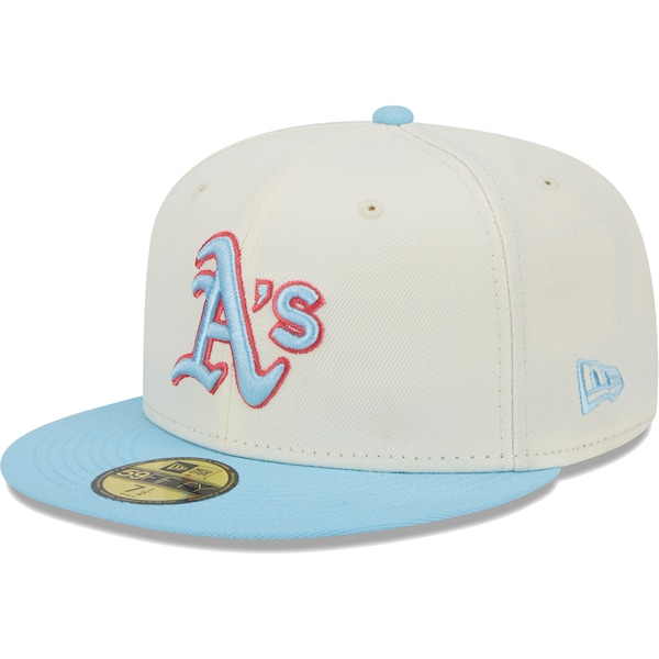 Men's Oakland Athletics New Era Cream/Light Blue Spring Color Two-Tone 59FIFTY Fitted Hat