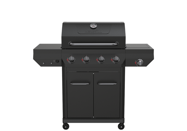 4-Burner Gas Grill with Side Burner in Black