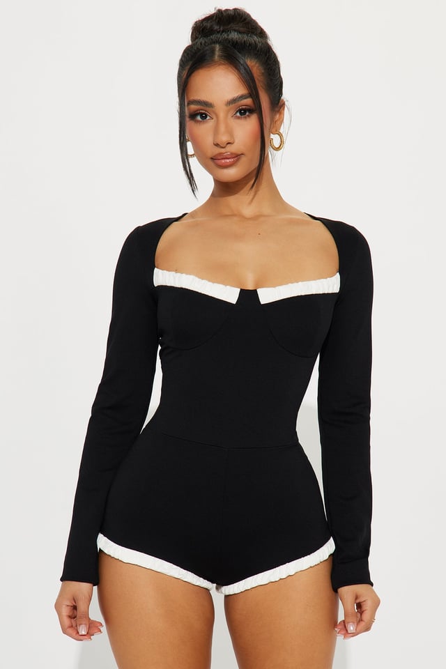 Adrina Ponte Micro Short Romper - Black/White