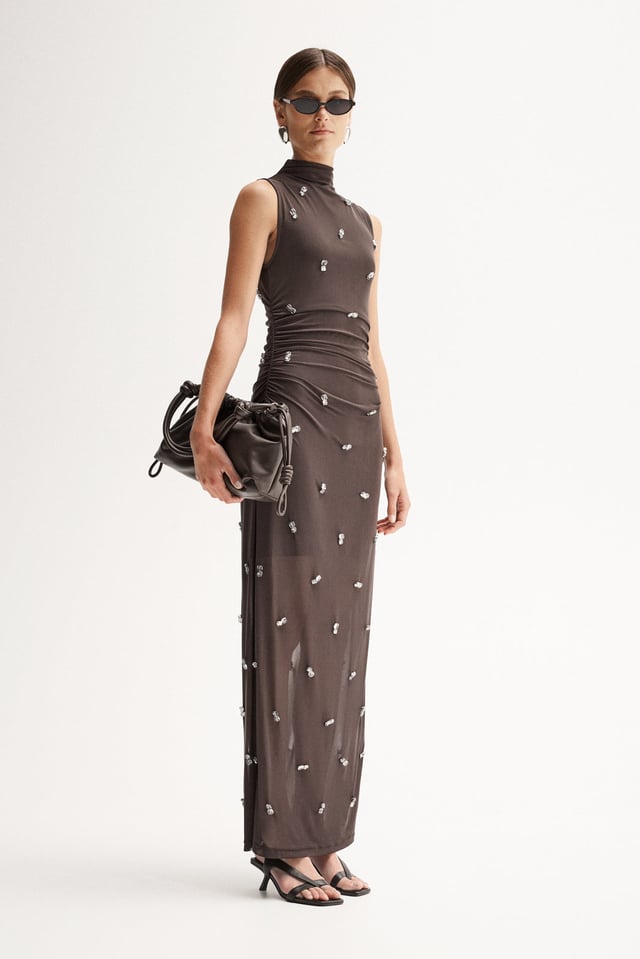 Elara Maxi Dress Chocolate