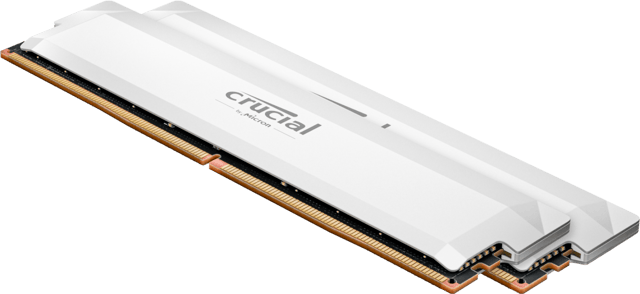Crucial Pro DDR5-6400 64GB Kit (32GBx2) UDIMM: OC Gaming Memory White | CP2K32G64C40U5W | Crucial.com