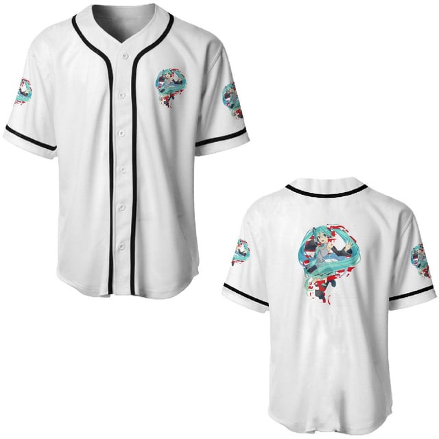Miku Hatsune Baseball Jerseys Men's XS White sold by AraveugAleda | SKU 571180557 | Printerval