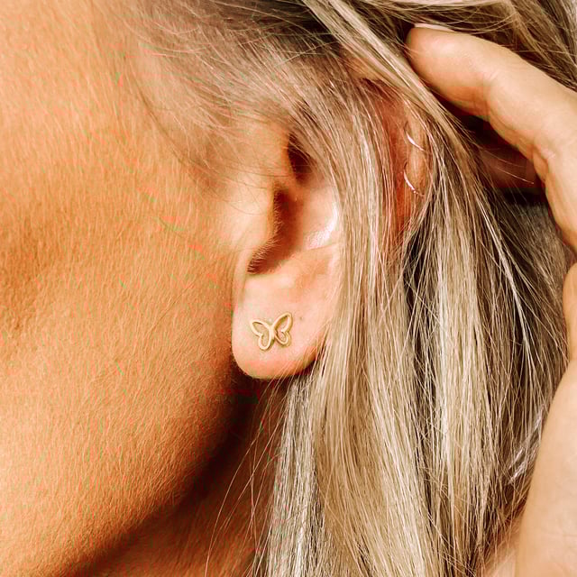 Gold Butterfly Stud Earrings