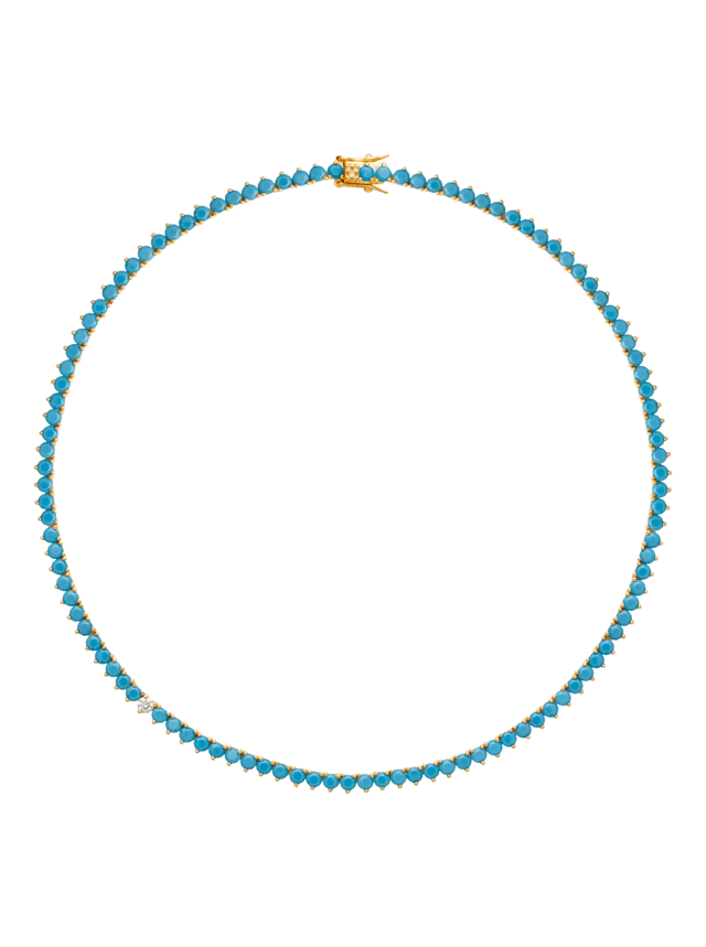 BENNINGTON 3-PRONG 3.5MM, NANO TURQUOISE AND LAB DIAMOND RIVIÈRE NECKLACE, GOLD