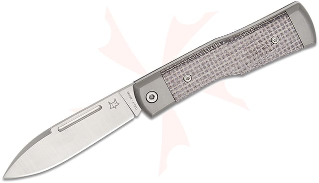 Fox FX-558 BI Gunstock Folding Knife 2.76 inch M390 Satin Plain Blade, Bison Micarta and Titanium Handles