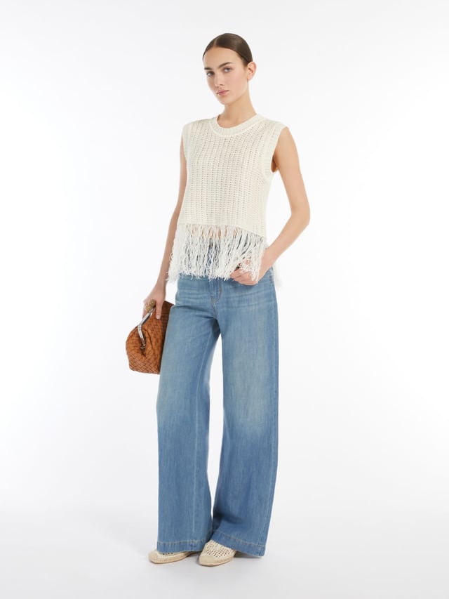 Linen top with fringes - NAVETTA