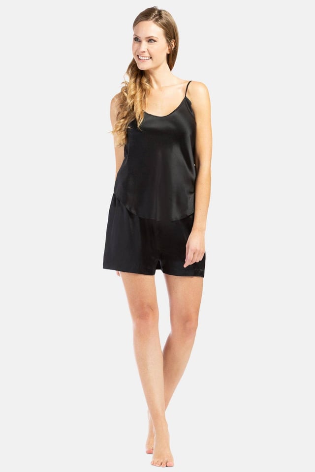 Women's 100% Mulberry Silk Cami and Boxer Pajama Set - OUTLET - FINAL SALE