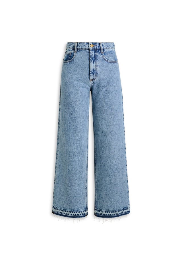 DENIM CROPPED FRAYED HEM JEAN