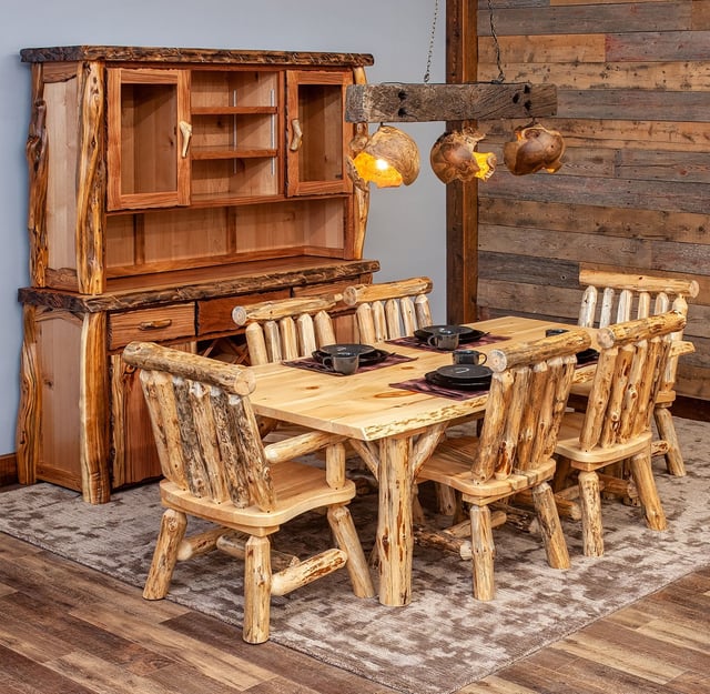 Pine Peaks Rustic Log Natural Edge Dining Table