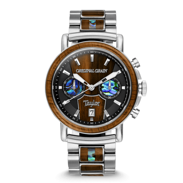 Limited Edition Cameroon Ebony Taylor Guitar Stainless Steel Chrono 44mm