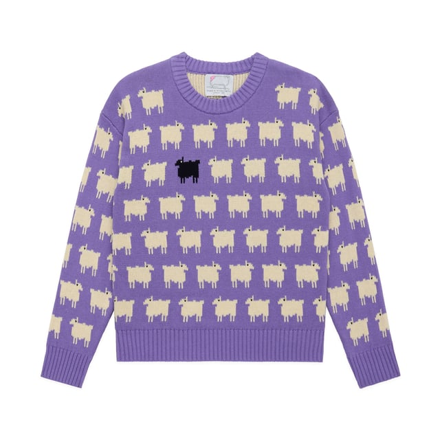 Warm & Wonderful Women's Fitted "Diana Edition" Cotton Sheep Sweater Lavender