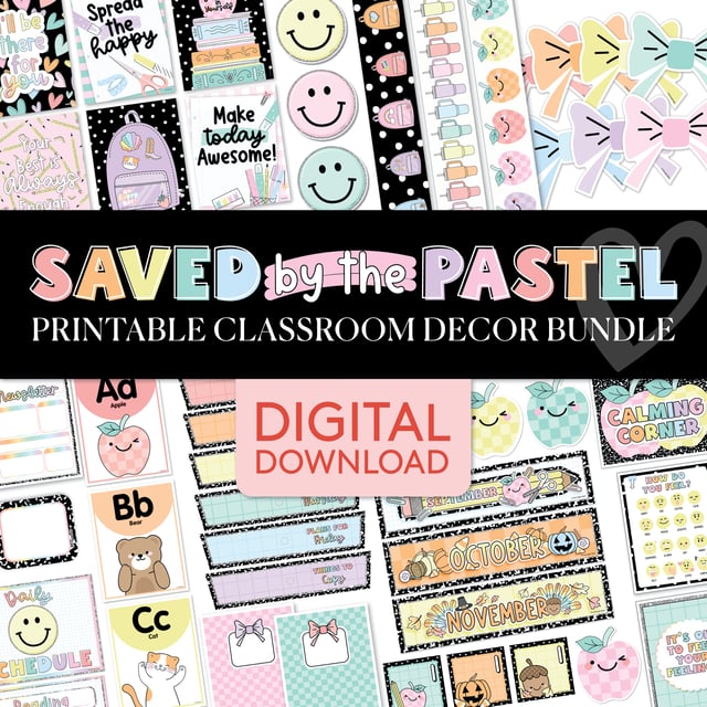 Saved By The Pastel | Full Printable Classroom Decor Bundle