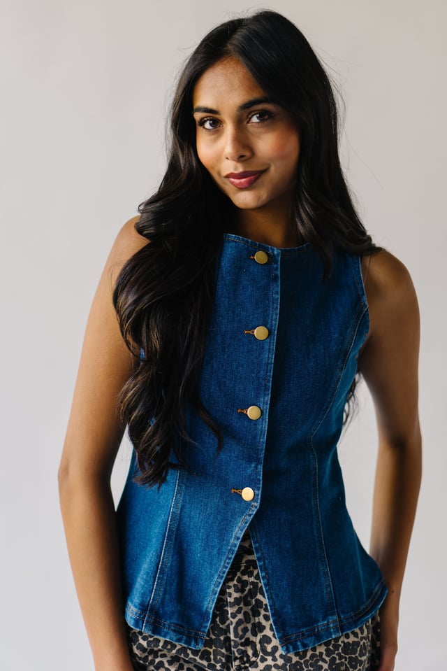 The Wilks Button-Up Blouse in Denim