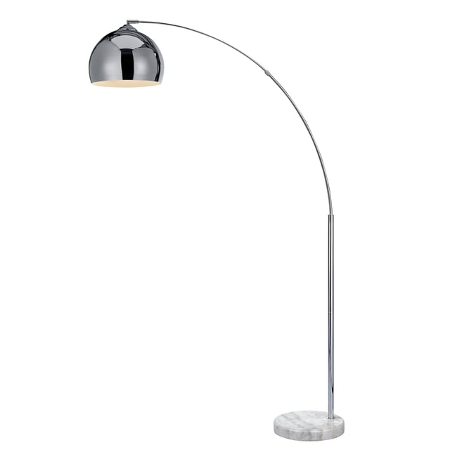 Teamson Home Arquer Arc 66" Metal Floor Lamp with Bell Shade, Chrome