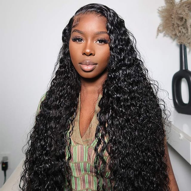 14-36in Water Wave Human Hair HD Invisible Lace Front Wigs