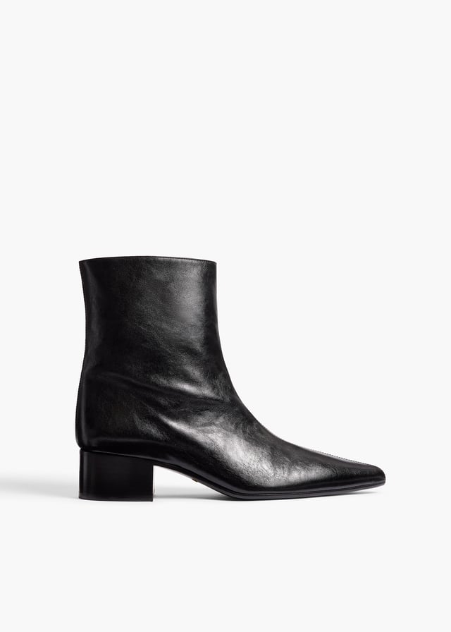 Andee Ankle Boot in Black Glazed Leather