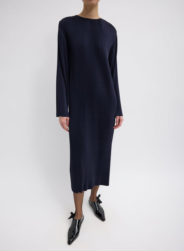 Plissé Midi Dress