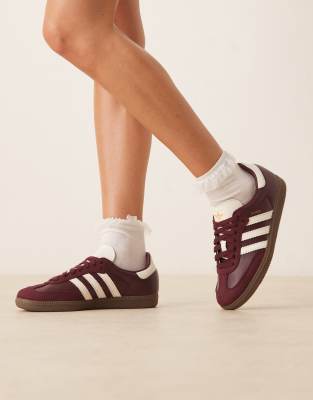 adidas Originals Samba OG sneakers in maroon and cream