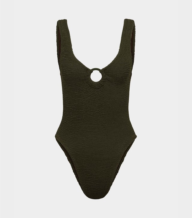Celine Swim With Tonal Hoops - Metallic Khaki